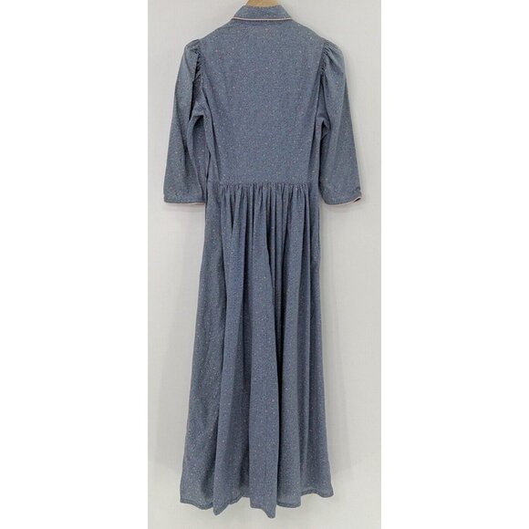 Cattle Kate‎ Blue Microfloral Western Snap Maxi Dress Sz 10, Country, Cowgirl - Picture 2 of 9